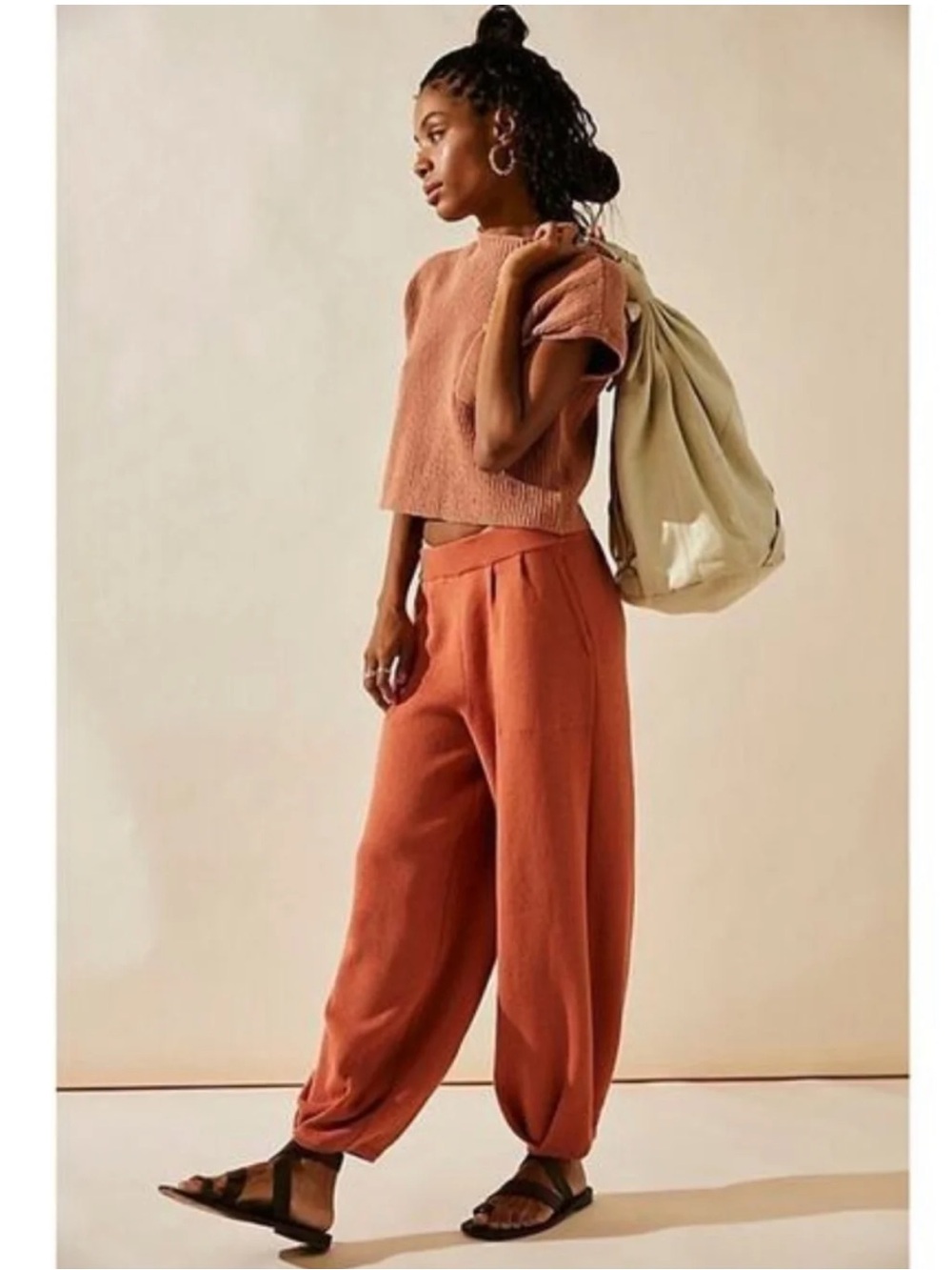 Free People Beach Freya Knit Sweater Pants Orange